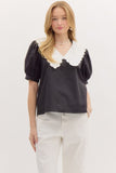 Black Peter Pan Collar Top