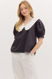 Black Peter Pan Collar Top