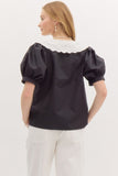 Black Peter Pan Collar Top