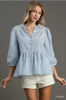 Baby Blue Pinstripe Babydoll Top