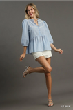 Baby Blue Pinstripe Babydoll Top