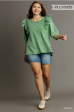 Green Boxy Cut Mineral Wash French Terry Top
