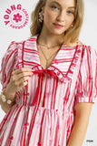 Pink Striped Bow Mini Dress