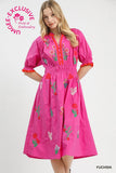 Fuchshia Floral Midi Dress