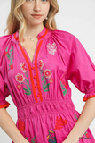 Fuchshia Floral Midi Dress
