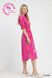 Fuchshia Floral Midi Dress