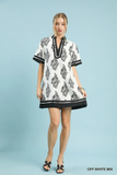 Off White Damask Mini Dress