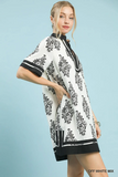 Off White Damask Mini Dress