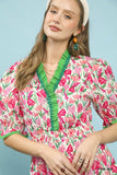 Umgee Pink and Green Midi Dress
