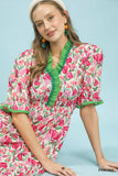 Umgee Pink and Green Midi Dress