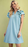 Mint Ruffle Sleeve Mini Dress