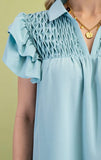 Mint Ruffle Sleeve Mini Dress