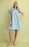 Mint Ruffle Sleeve Mini Dress