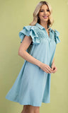 Mint Ruffle Sleeve Mini Dress