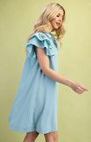 Mint Ruffle Sleeve Mini Dress