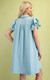 Mint Ruffle Sleeve Mini Dress