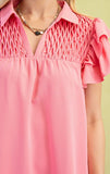 Pink Ruffle Sleeve Mini Dress