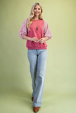 Rose Stripe Puff Sleeve Top