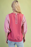 Rose Stripe Puff Sleeve Top