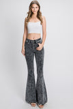 Grey Washed High Rise Flare Jeans