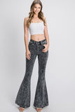 Grey Washed High Rise Flare Jeans