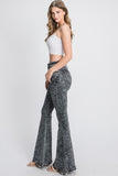 Grey Washed High Rise Flare Jeans