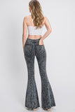 Grey Washed High Rise Flare Jeans