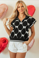 Black Bow Quarter Zip Sweater