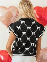 Black Bow Quarter Zip Sweater