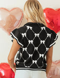 Black Bow Quarter Zip Sweater