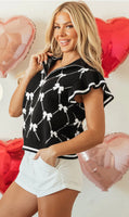 Black Bow Quarter Zip Sweater