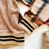 Tan Corduroy Plaid Detail Shacket