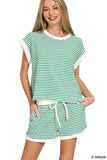 Green Stripe Short Set