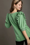 Green Boxy Cut Mineral Wash French Terry Top
