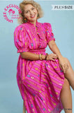 Umgee Peony Mix Print Dress Plus
