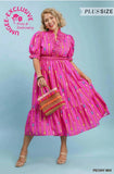 Umgee Peony Mix Print Dress Plus
