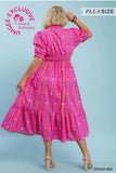 Umgee Peony Mix Print Dress Plus