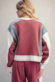 Red Bean and Denim Pullover