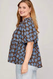 Brown Floral Top Plus