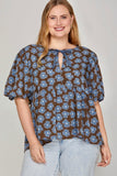 Brown Floral Top Plus