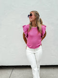 Jodifl Pink Knit Ruffle Top