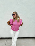 Jodifl Pink Knit Ruffle Top