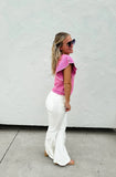 Jodifl Pink Knit Ruffle Top