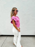 Jodifl Pink Knit Ruffle Top