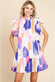 Purple and Pink Abstract Dot Dress