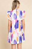 Purple and Pink Abstract Dot Dress