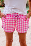 Black Gingham Drawstring Shorts