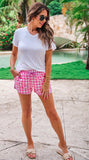 Black Gingham Drawstring Shorts