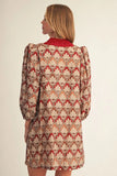 Burgundy Geo Print Dress
