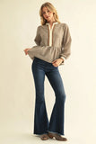 Taupe Gingham Peplum Top